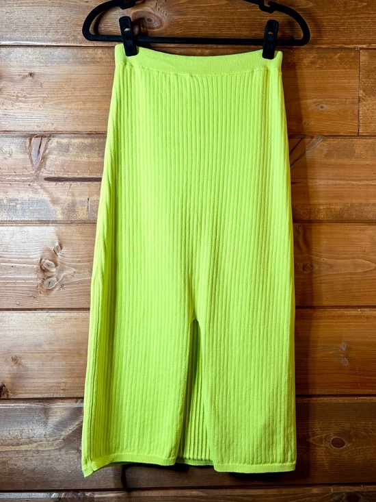 Free People Dresses & Skirts - Free People Neon Lime Ribbed Midi Skirt Medium